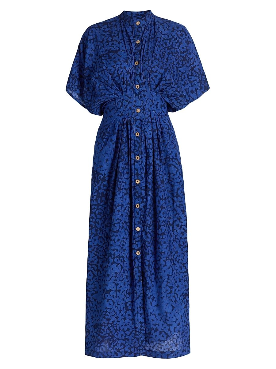 Women's Buga Button-Front Midi-Dress - Blue - Size XL