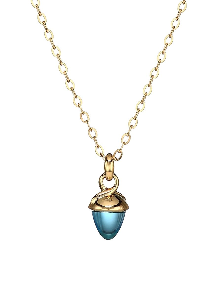Women's My Mikado 18K Yellow Gold & Swiss Topaz Acorn Pendant Necklace - Blue Topaz