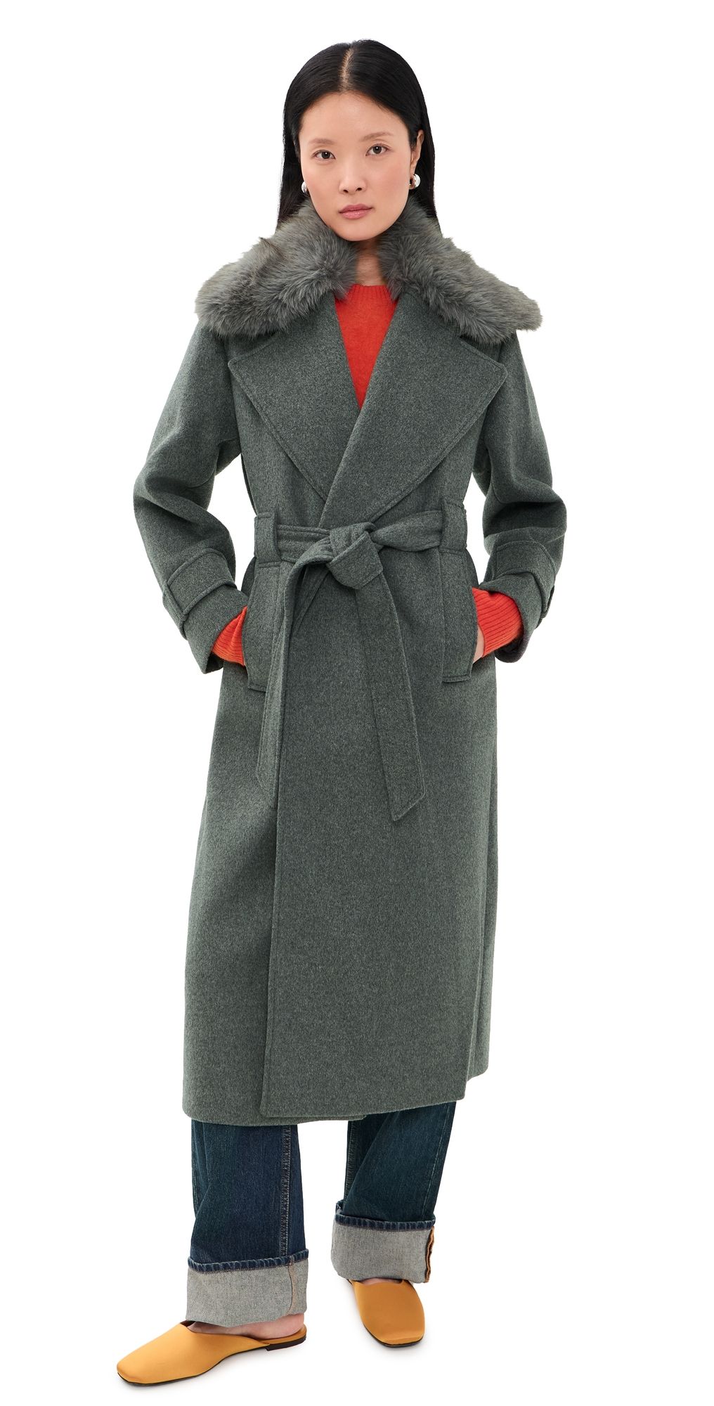 ALIGNE George Faux Fur Collar Jacket Grey Marl 0