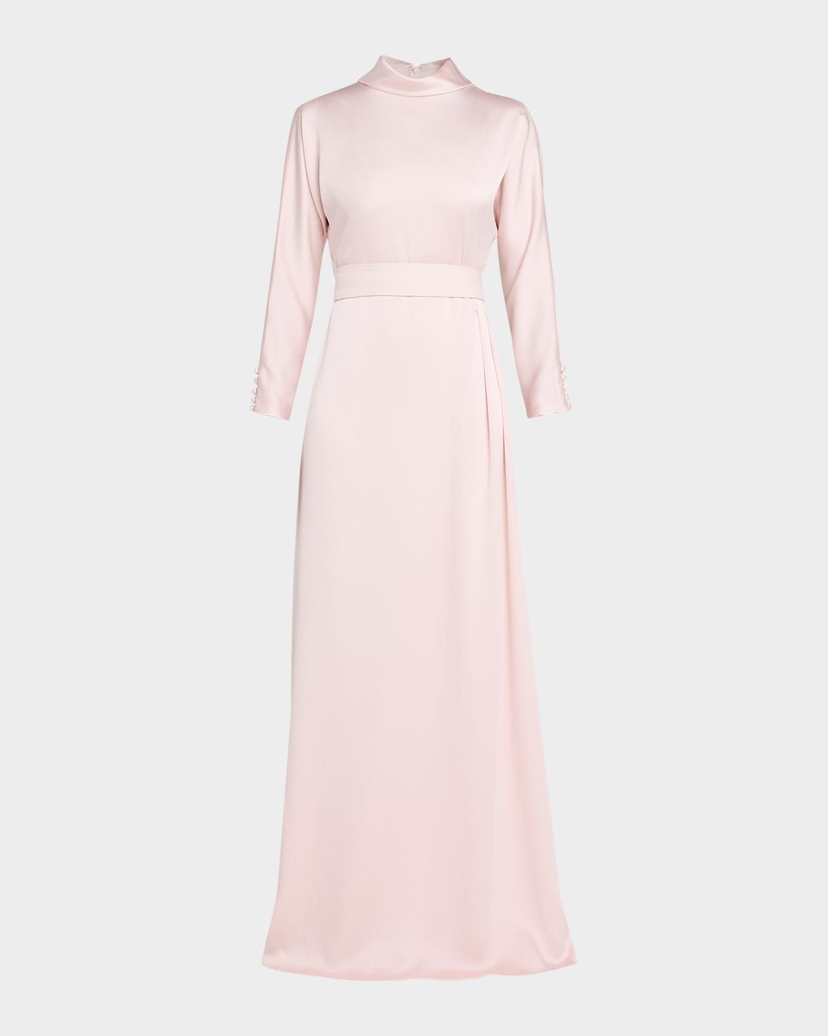 Belted High-Collar Gown