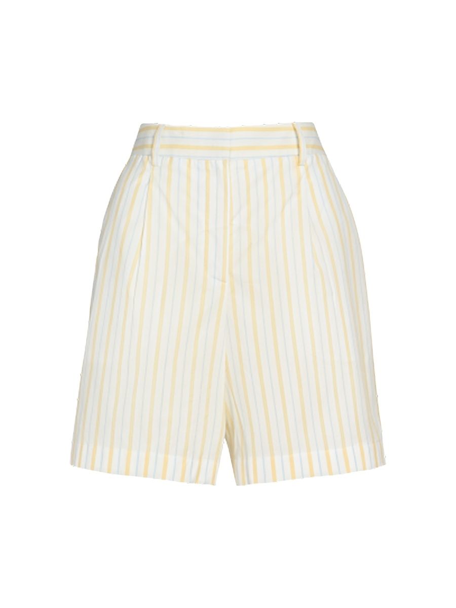 Women's Henry St. Striped Wide-Leg Shorts - Ivory Yellow Blue - Size 12