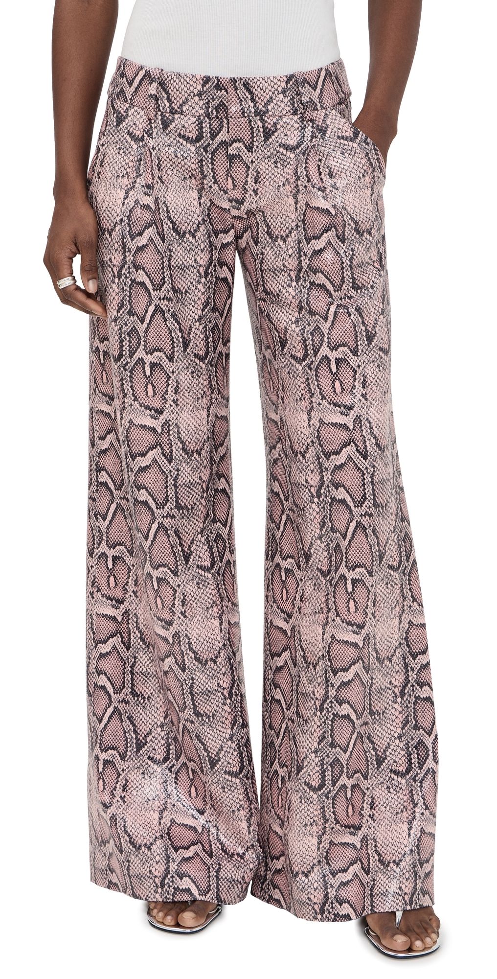 ALICE + OLIVIA Vegan Python Pants English Rose/Black Snake 8