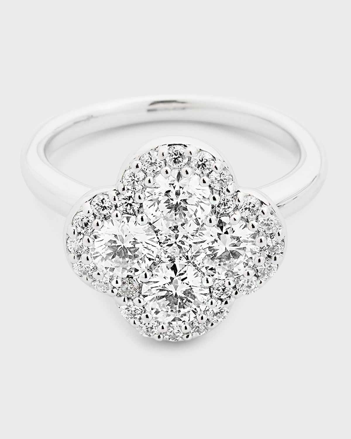 18K White Gold Diamond Flower Ring, Size 6.75, 1.93tcw