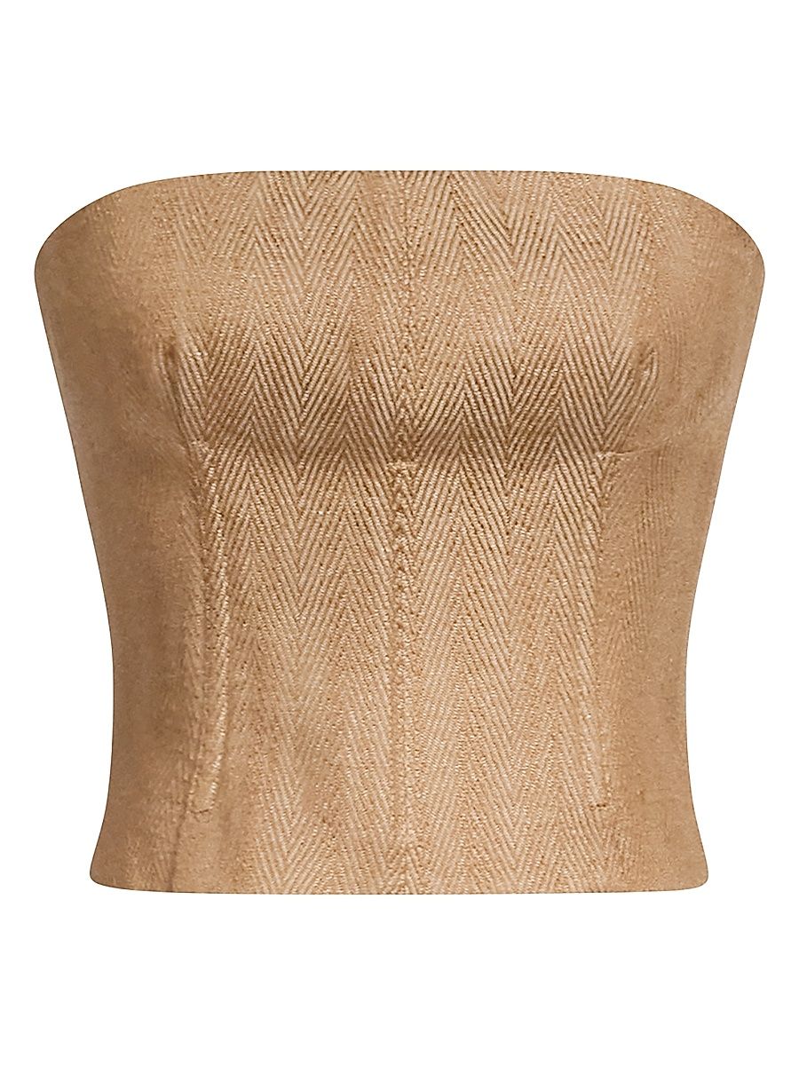 Women's Jillian Chevron Linen-Blend Bustier - Kelp - Size 10