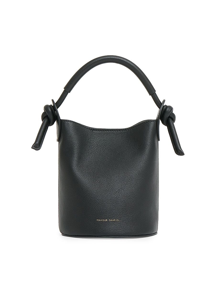 Women's Mini Fortuna Leather Bucket Bag - Black