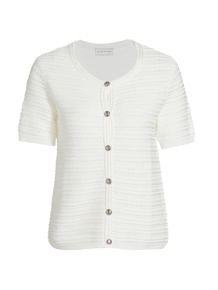 Women's The Jenny Pointelle Cardigan - Sky White - Size XL