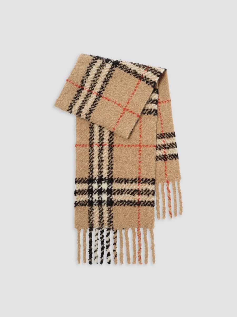 Burberry Women's Check Metallic Alpaca Wool-Blend Fringe Scarf - Sand