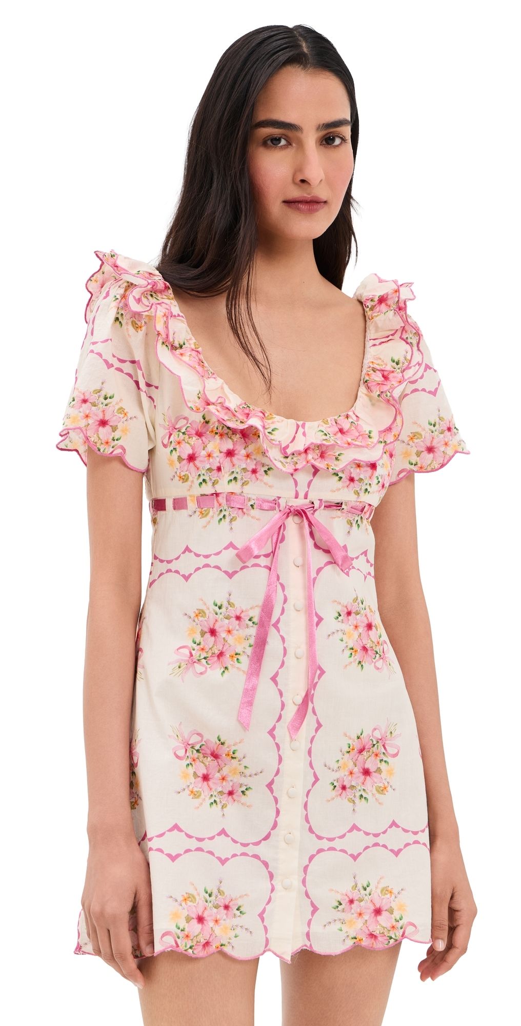 For Love & Lemons Scarlett Mini Dress Cream S