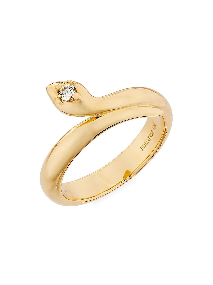 Women's Wholeness Snake 18K Yellow Gold & 0.06 TCW Diamond Polished Bookend Band - Gold - Size 6
