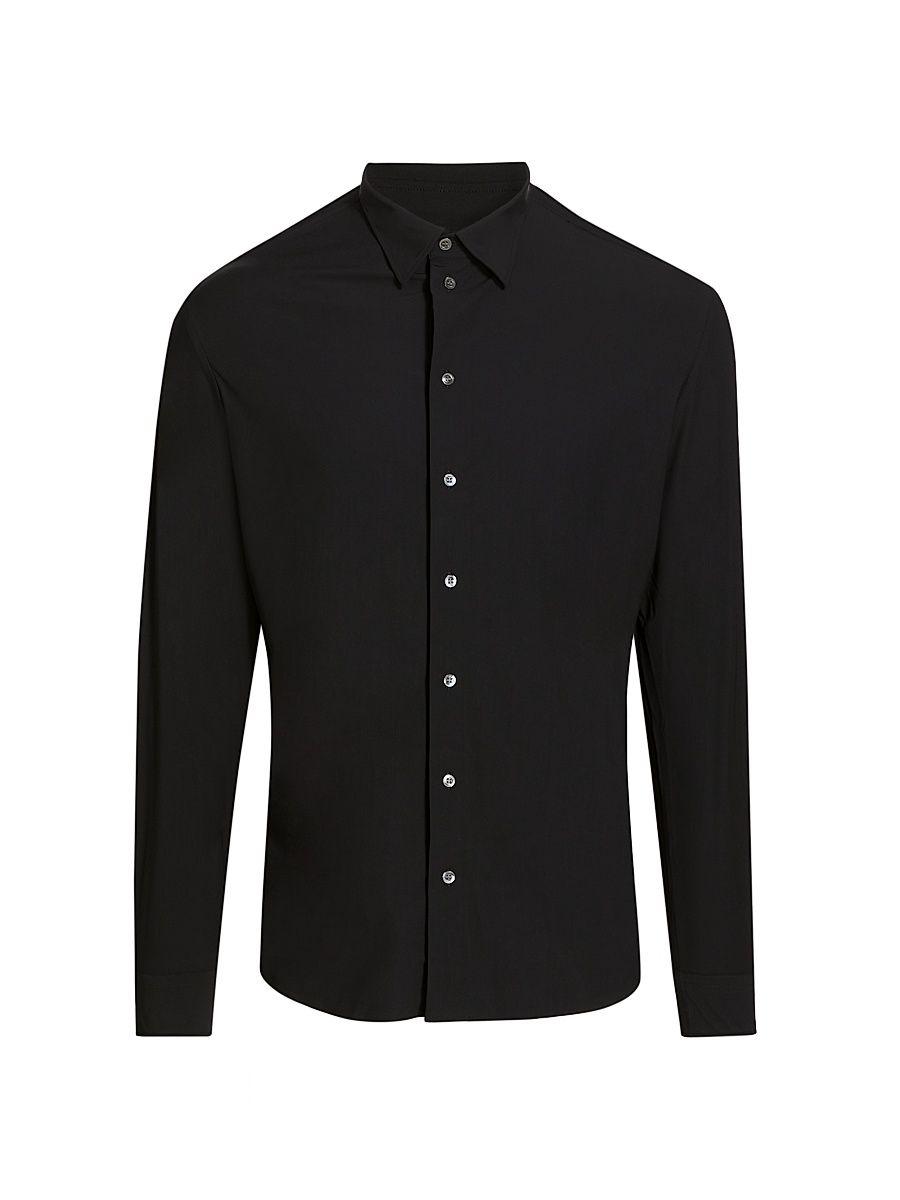 Men's Stretch Button-Front Shirt - Black - Size Medium