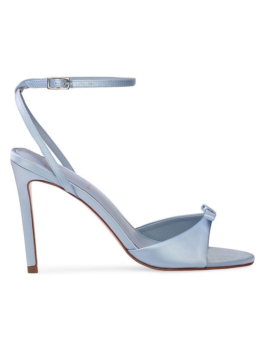 Women's Albie 100MM Satin High Heel Sandals - Blue Fog - Size 12