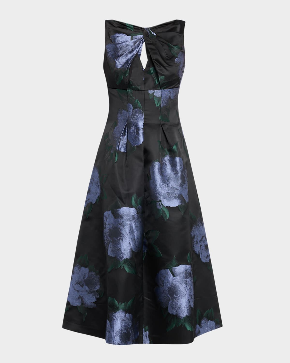 Mia Pleated Floral-Print Cutout Midi Dress