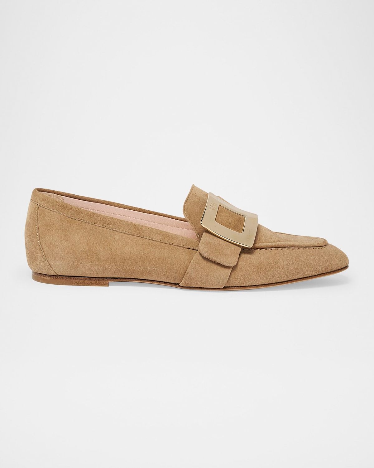 Suede Metal Buckle Loafers