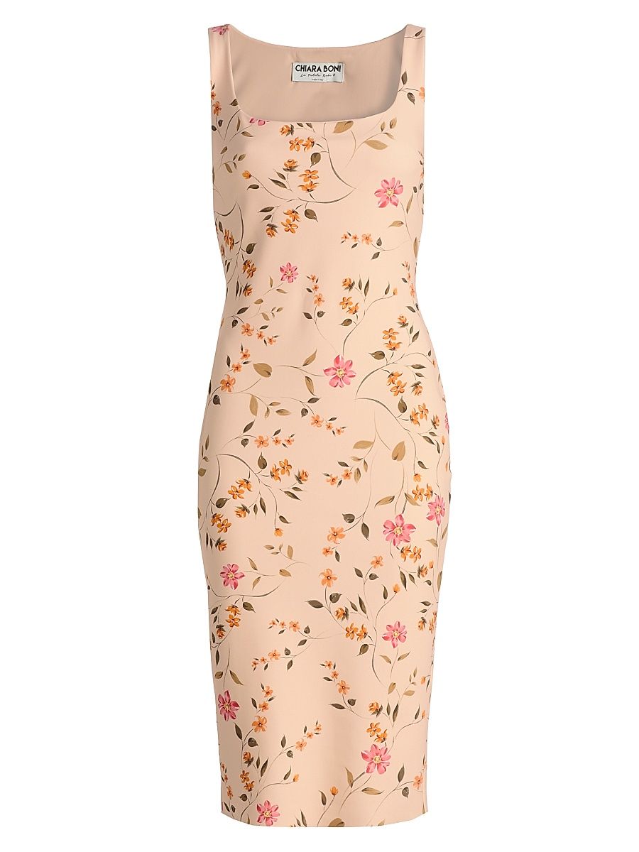 Women's Gilia Floral Jersey Cocktail Midi-Dress - Cyd Gold - Size 2