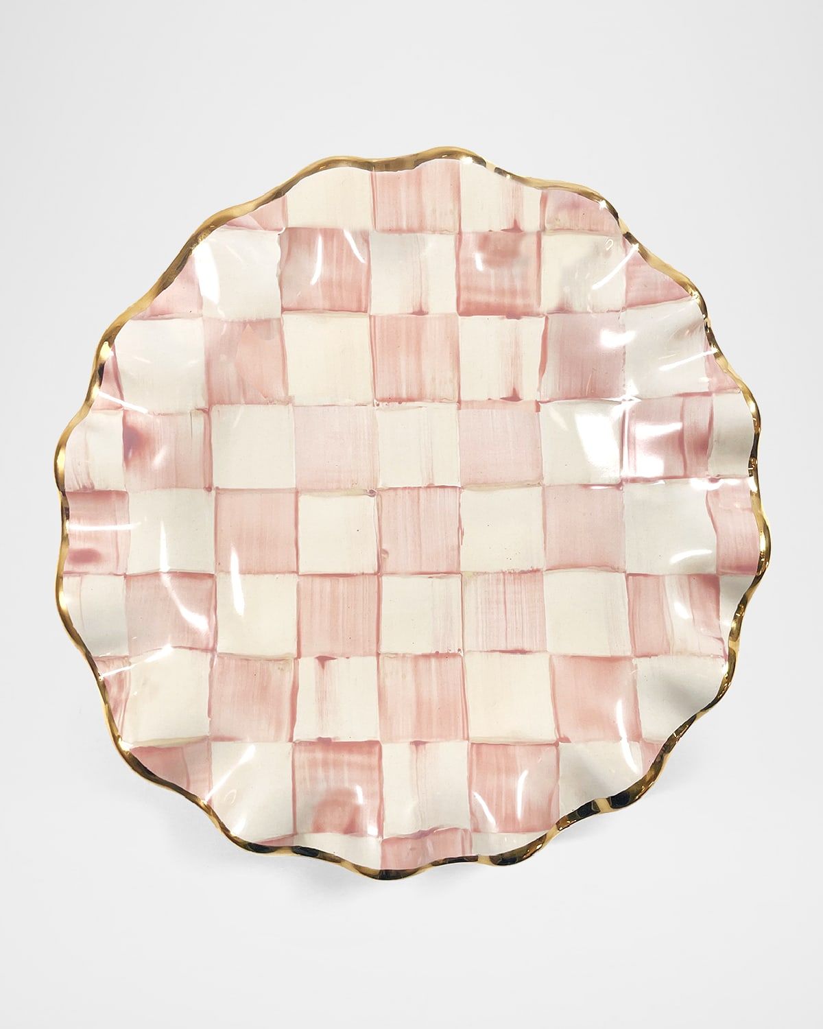 Rosy Check Ceramic Fluted Dessert Plate