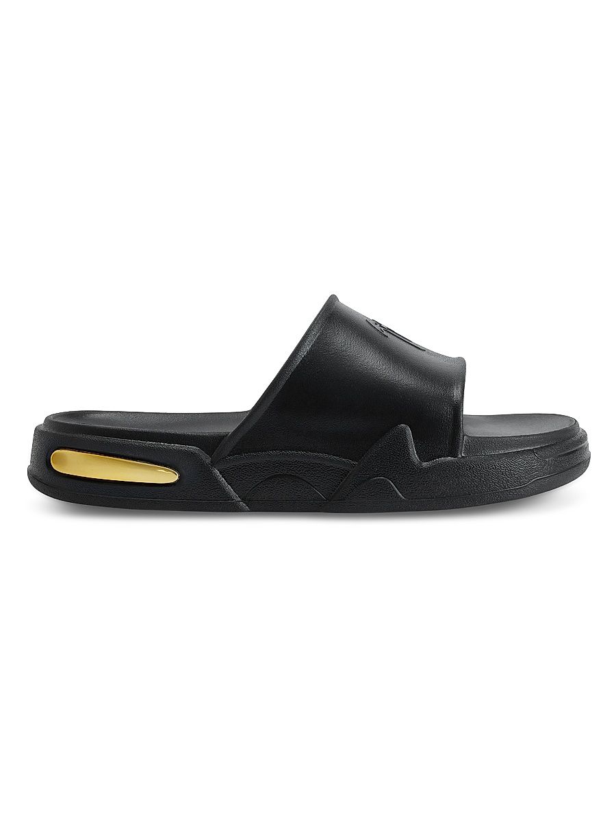 Men's Leather Platform Slide Sandals - Black - Size Medium