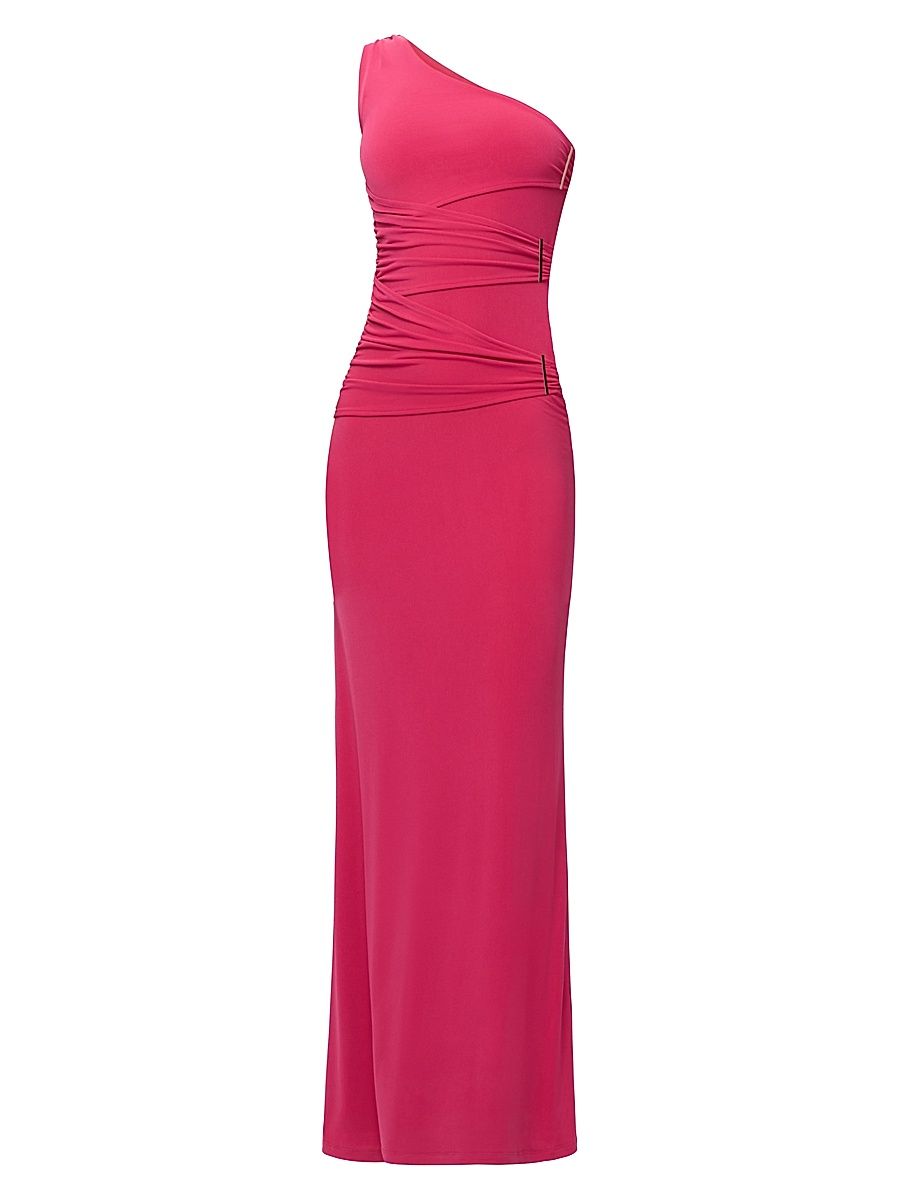 Women's The Irie Ruched One-Shoulder Jersey Gown - Camellia - Size XS