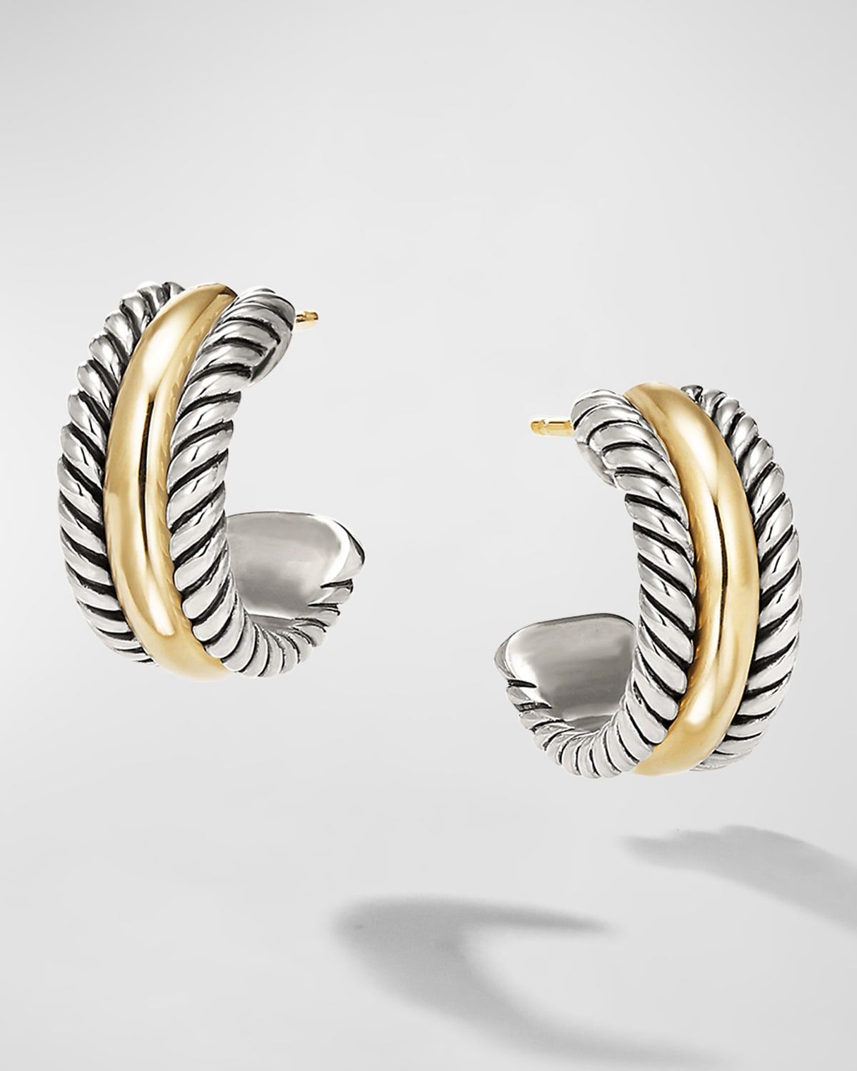 Cable Collectibles Huggie Earrings in Silver with 14K Gold, 15.6mm, 0.3"L