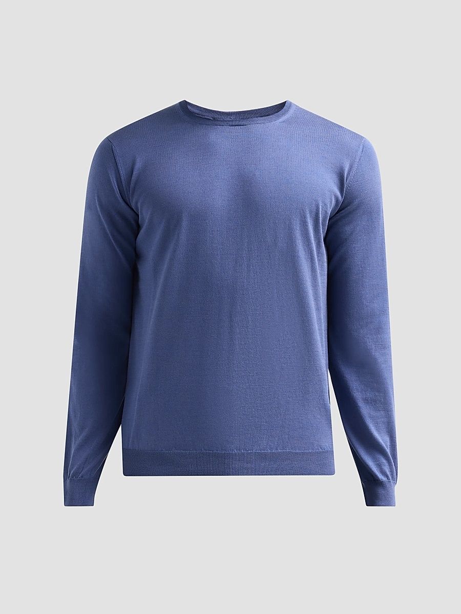 Men's Silk-Cotton Crewneck Sweater - Avio - Size 48