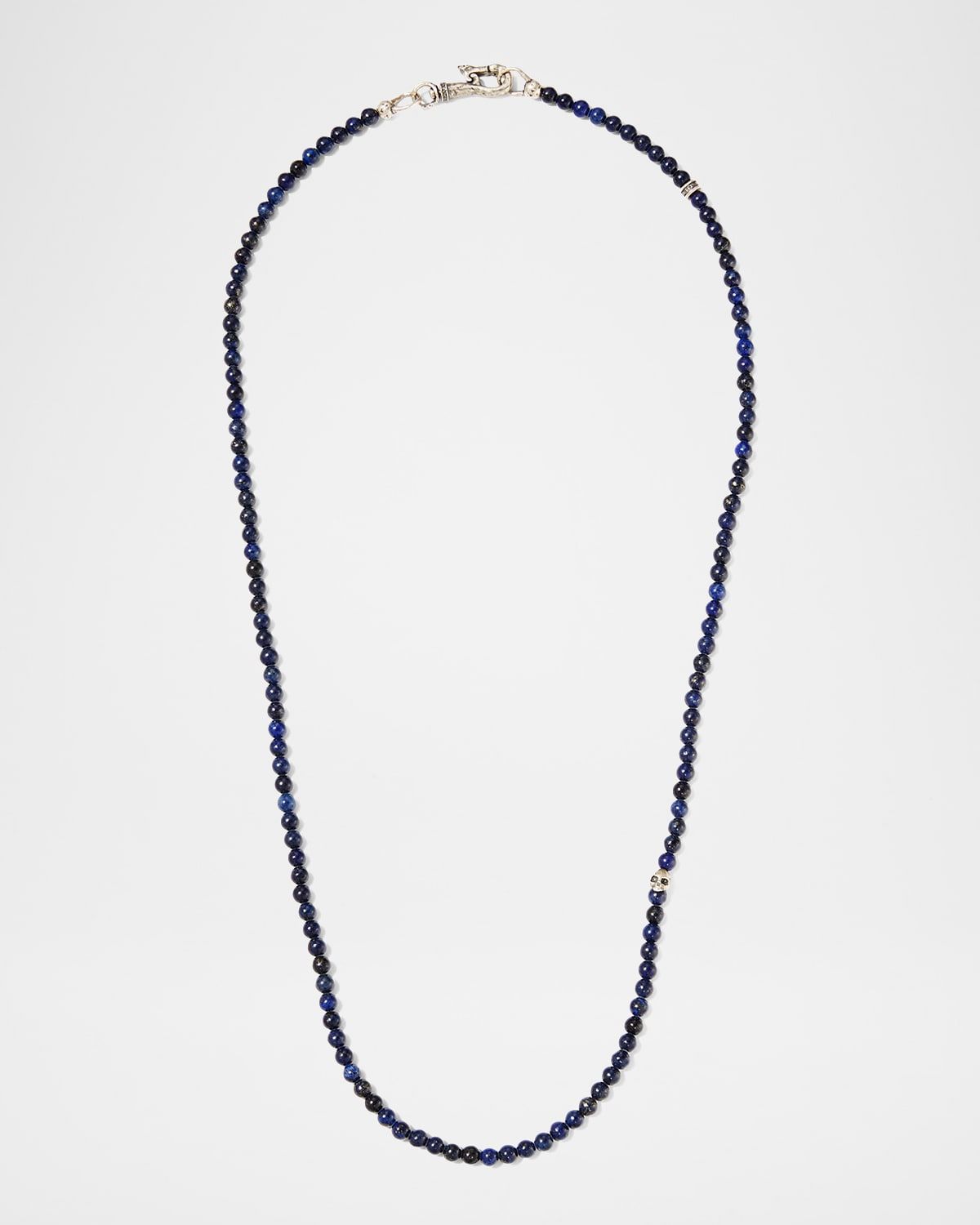 Men & apos;s Skull Lapis Beaded Necklace, 24"L