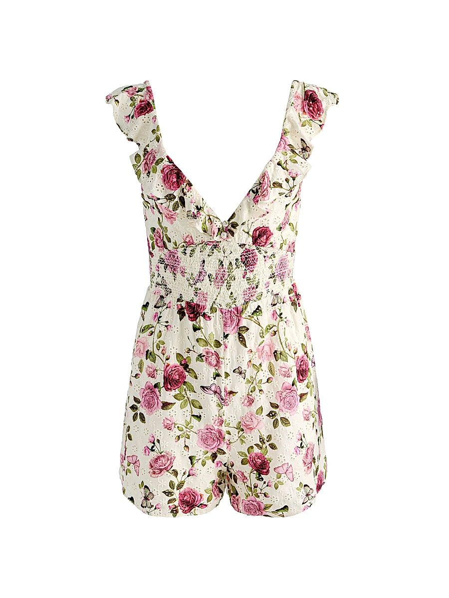 Women's Gemma Embroidered Floral Romper - Garden Gossip Offwhite - Size 14