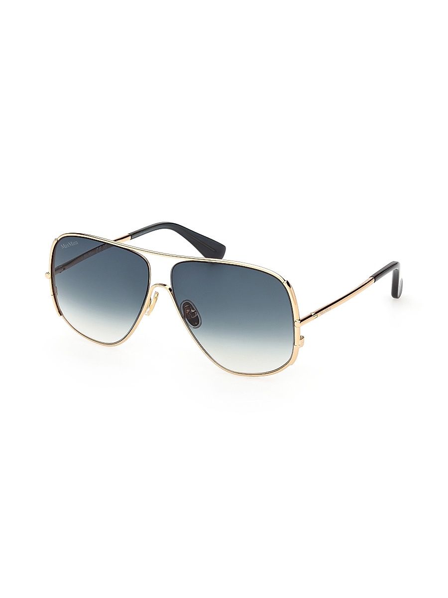 Women's 60MM Aviator Sunglasses - Gold Blue