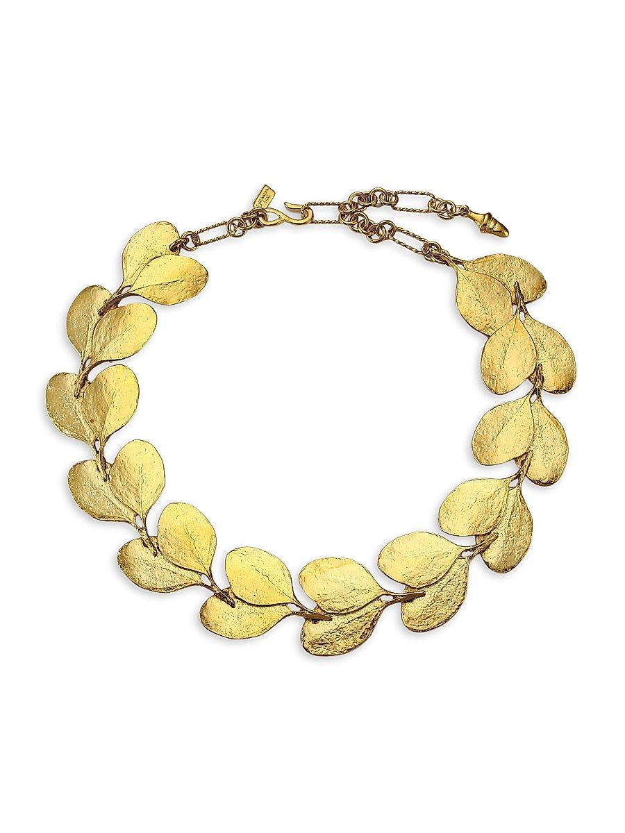 Women's Satin Goldplated Leaf Necklace - Satin Gold