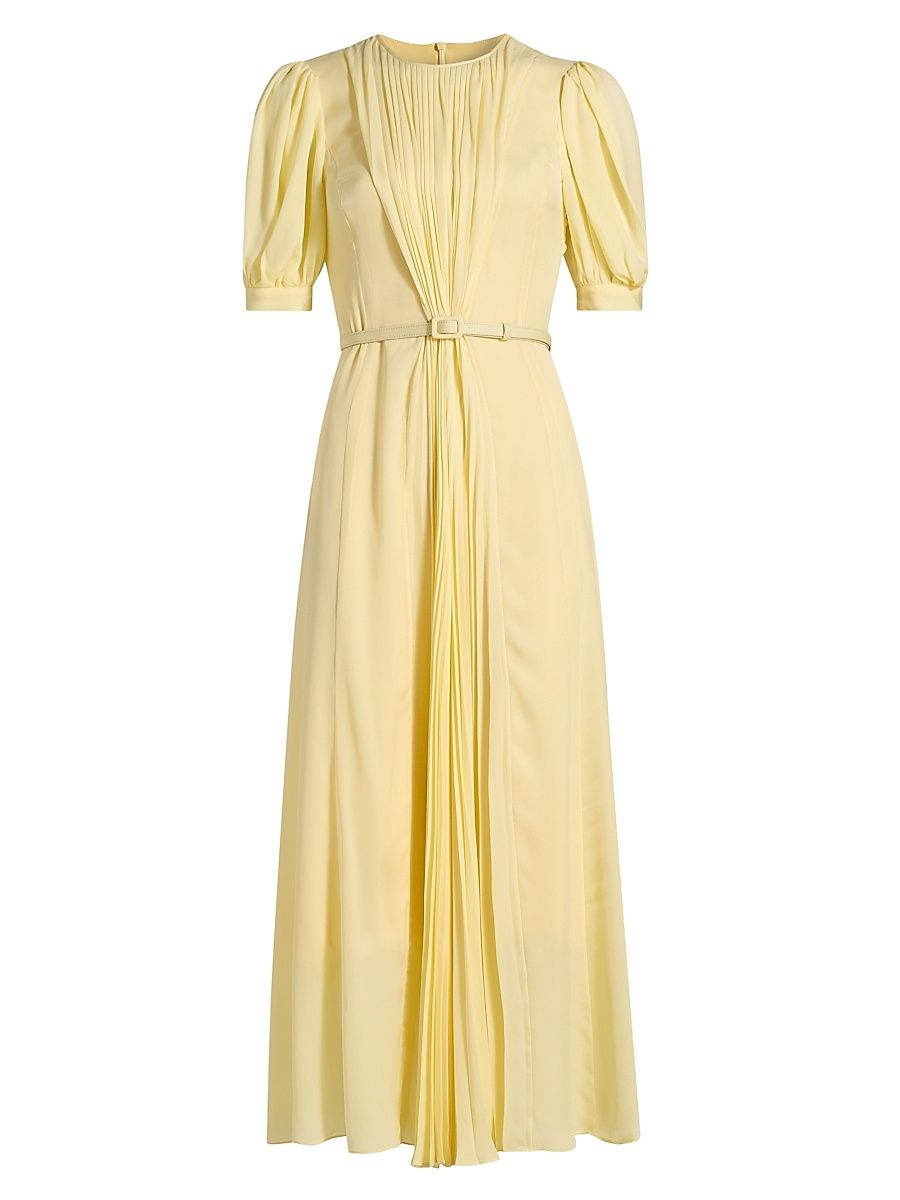 Women's Huma Pleated Georgette Maxi Dress - Butter - Size 12