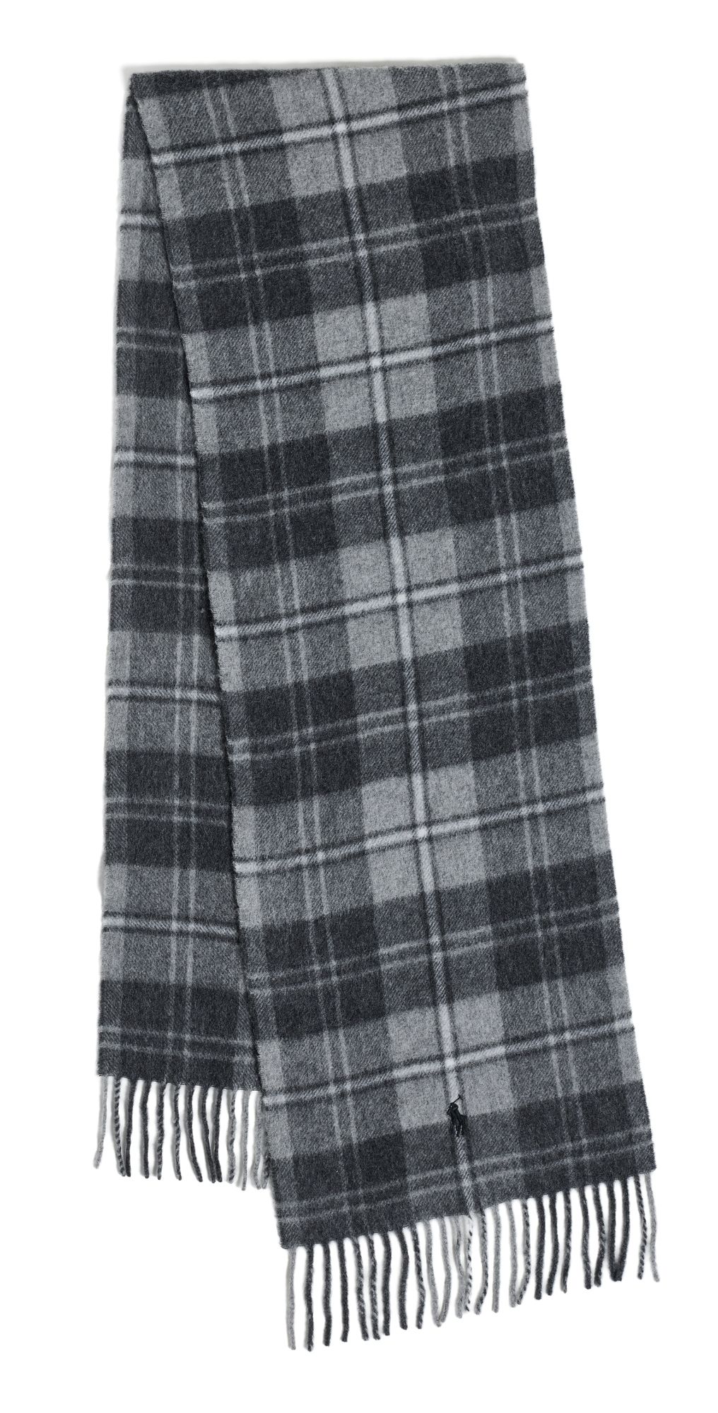 Polo Ralph Lauren Cashmere Blend Plaid Scarf Charcoal/Grey One Size