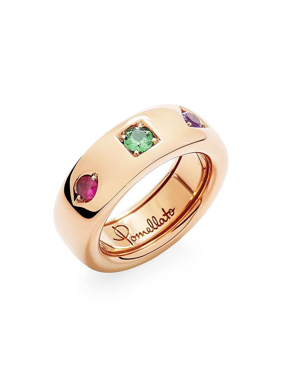 Women's Iconica 18K Rose Gold & Multi-Stone Wide Ring - Rose Gold - Size 54