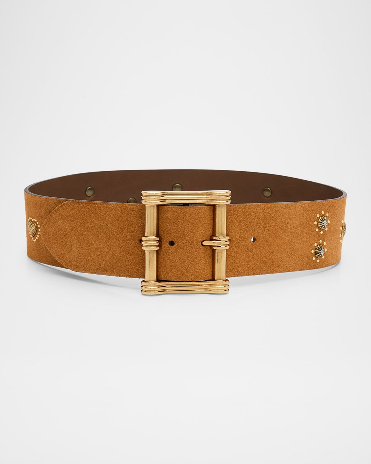 Wide Suede Belt with Studs
