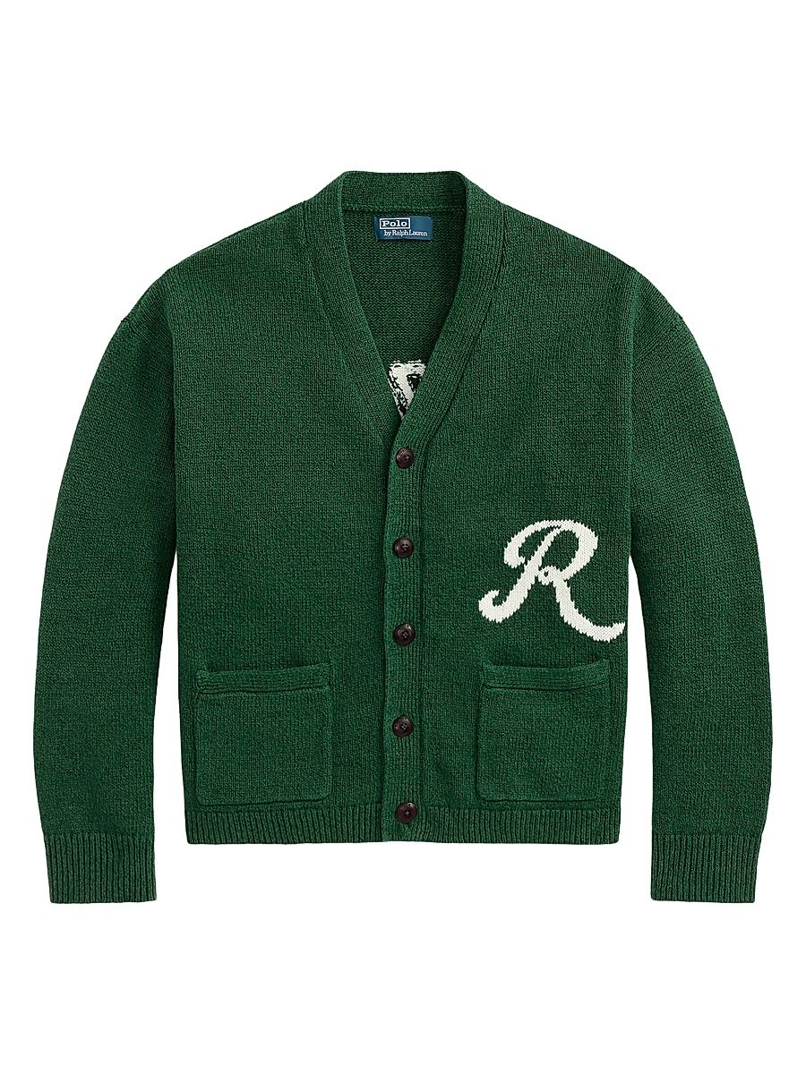 Men's Logo Linen-Cotton V-Neck Cardigan - New Forest - Size XXL