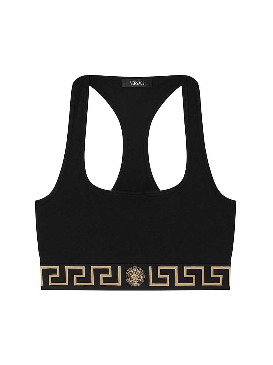Women's Greek Key Sports Bra - Black - Size Large