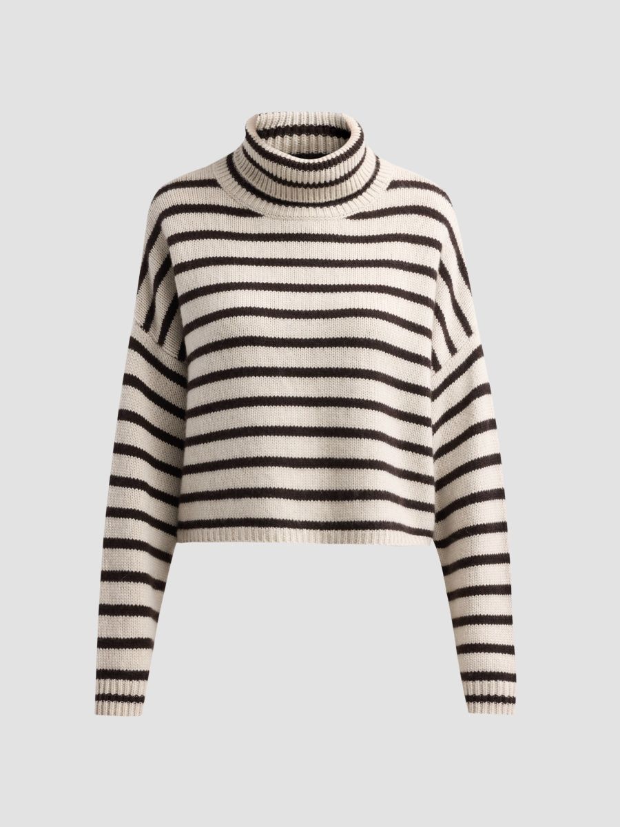Lisa Yang Women's Zerlina Striped Cashmere Sweater - Oyster Dark Oak - Size Medium