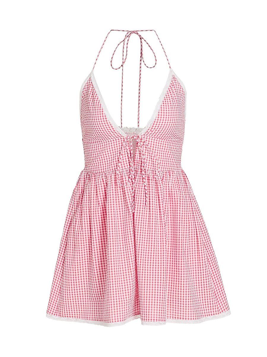 Women's Khloe Gingham Cotton Minidress - Berry Bramble - Size XXS