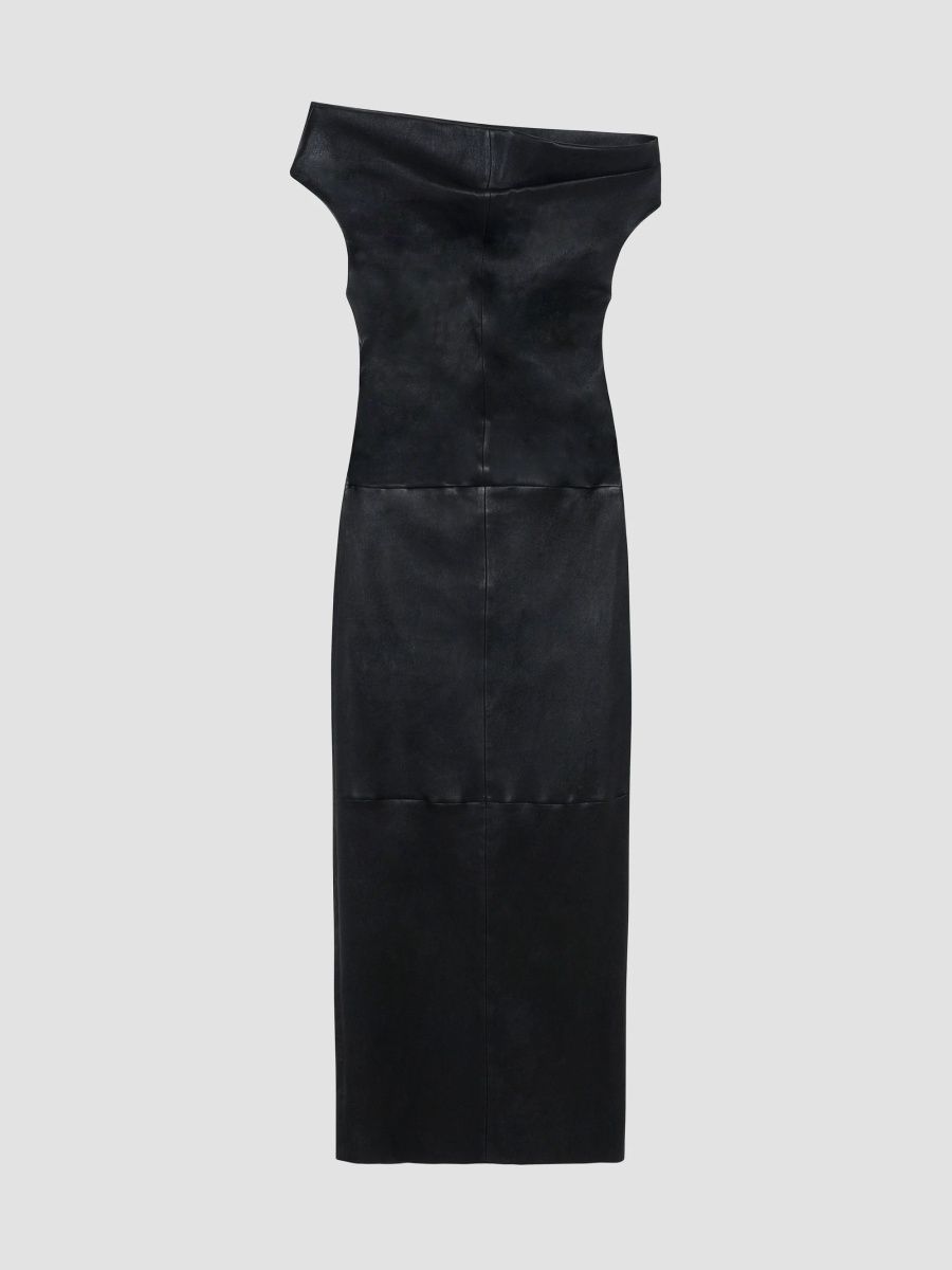 SIMKHAI Women's Vessia Leather Midi Dress - Black - Size 6