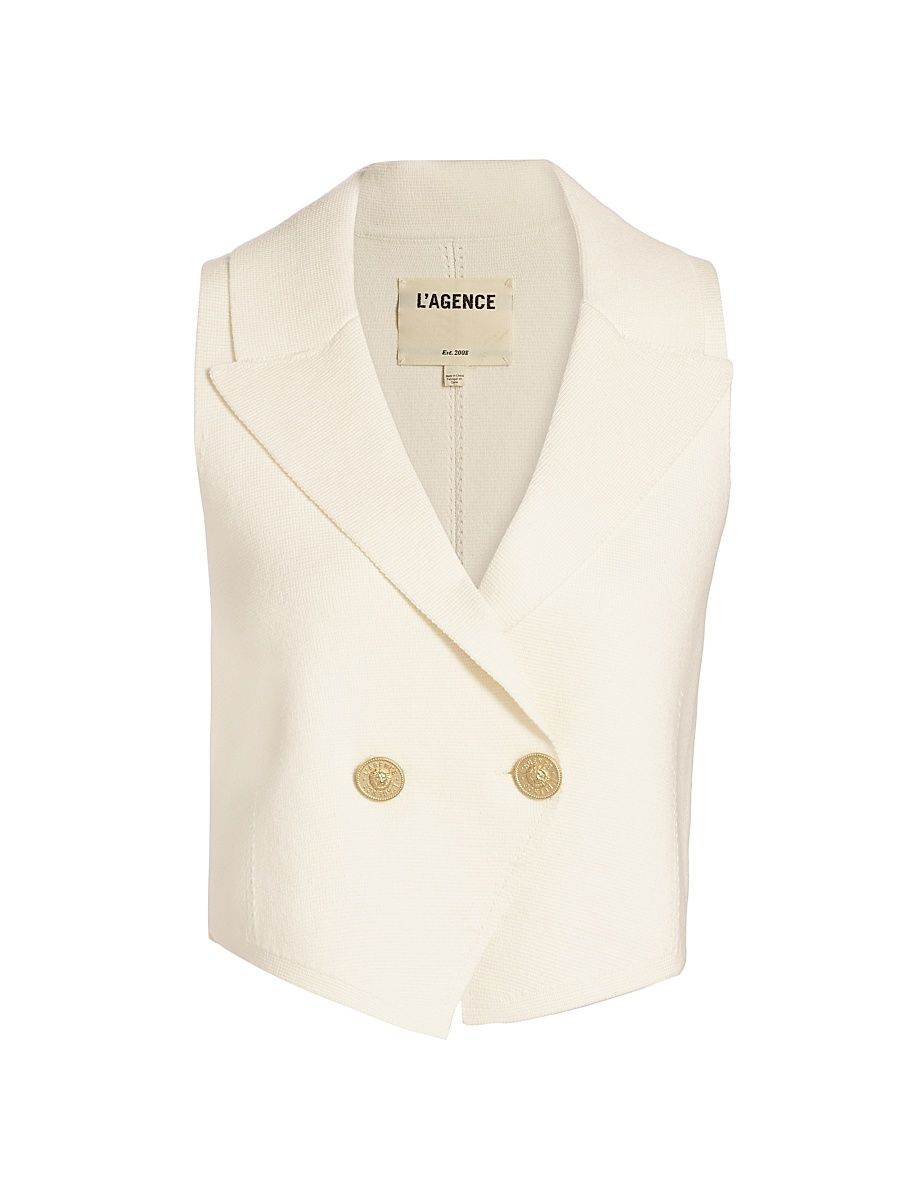 Women's Zadie Knit Vest - Ivory Gold - Size Large