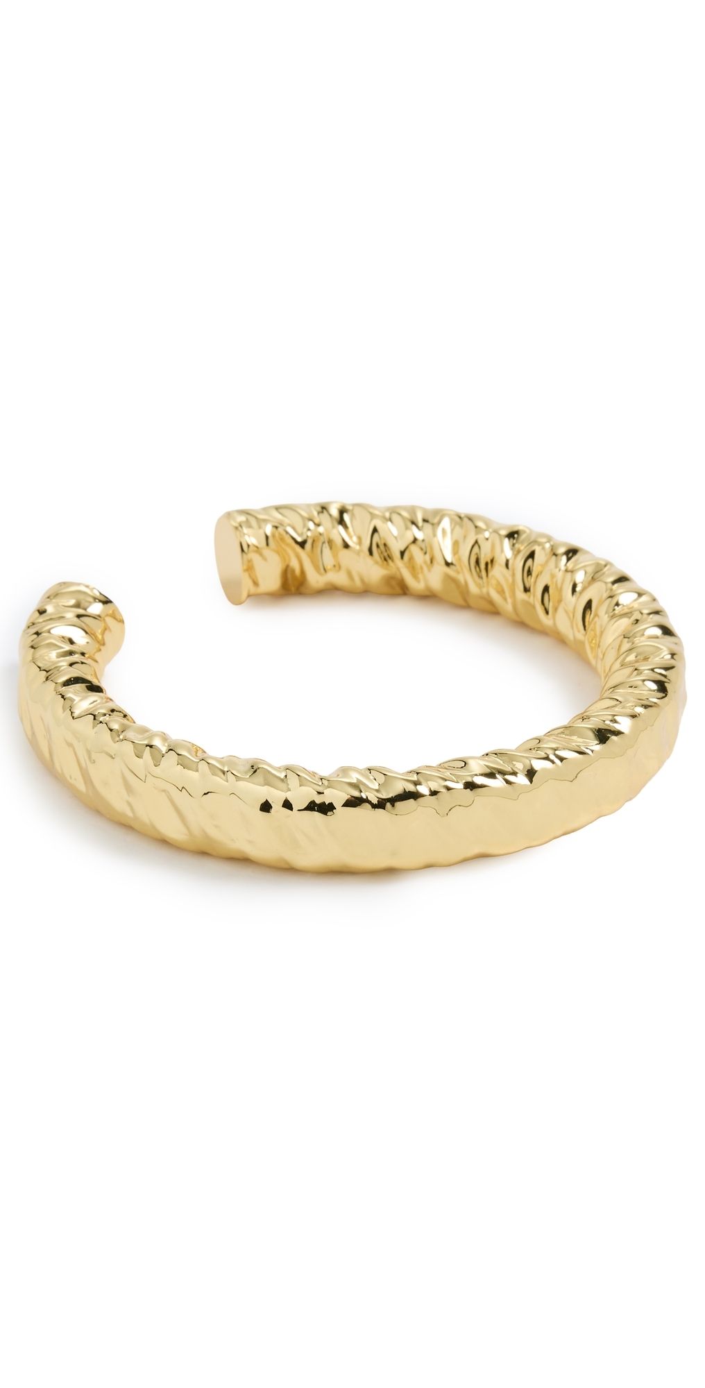 By Adina Eden Molten Texture Gold Cuff Bangle Gold One Size