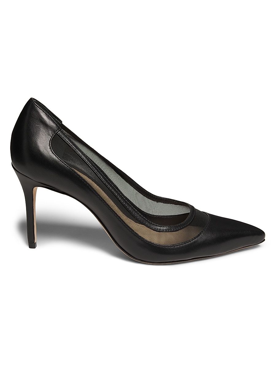 Women's 90MM Mesh & Leather Pumps - Black - Size 9.5