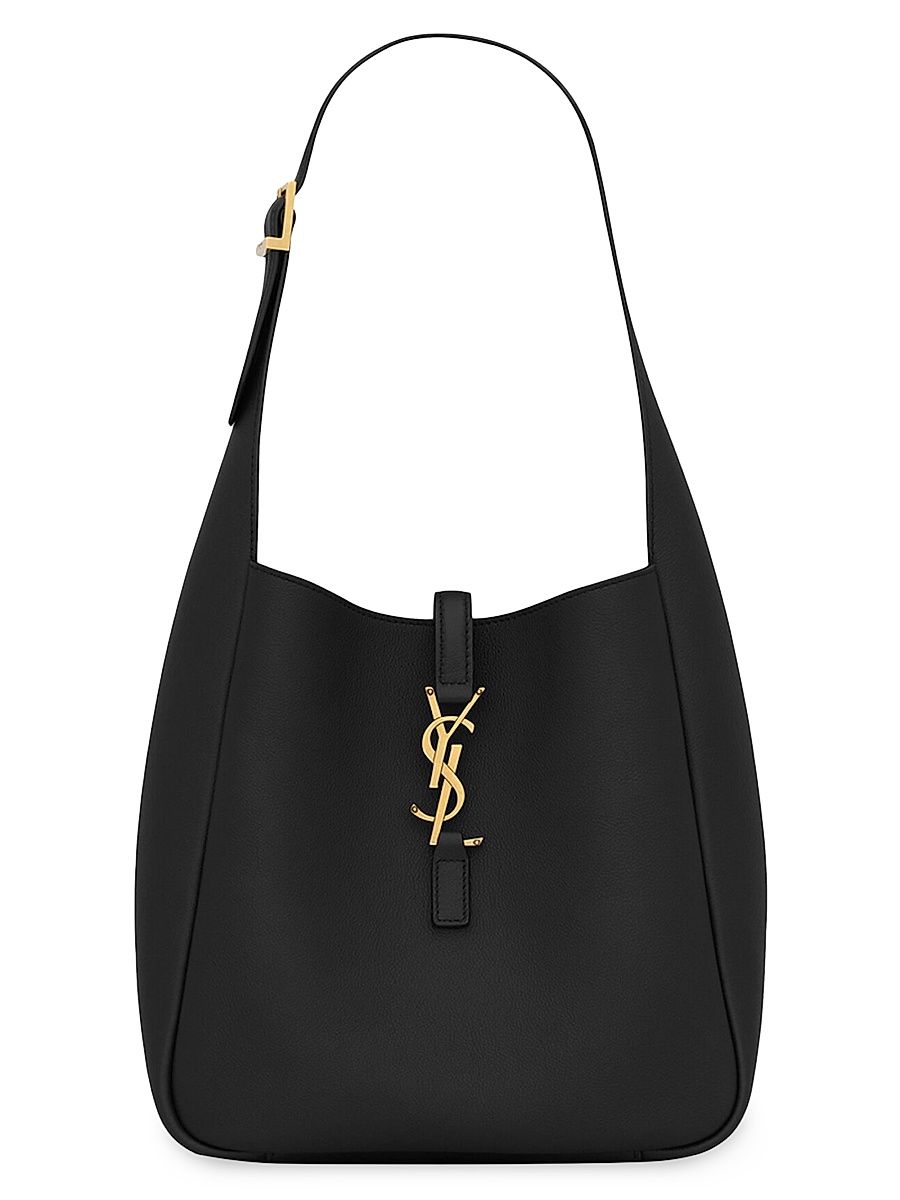 Women's Le 5 à 7 Supple Small Shoulder Bag in Grained Leather - Black