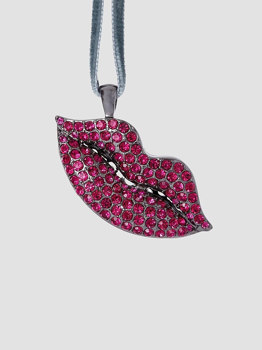 Sparkle Lips Ornament - Fuchsia