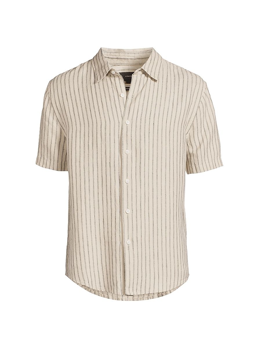 Men's Ballstone Striped Hemp Shirt - Parchment - Size XXL