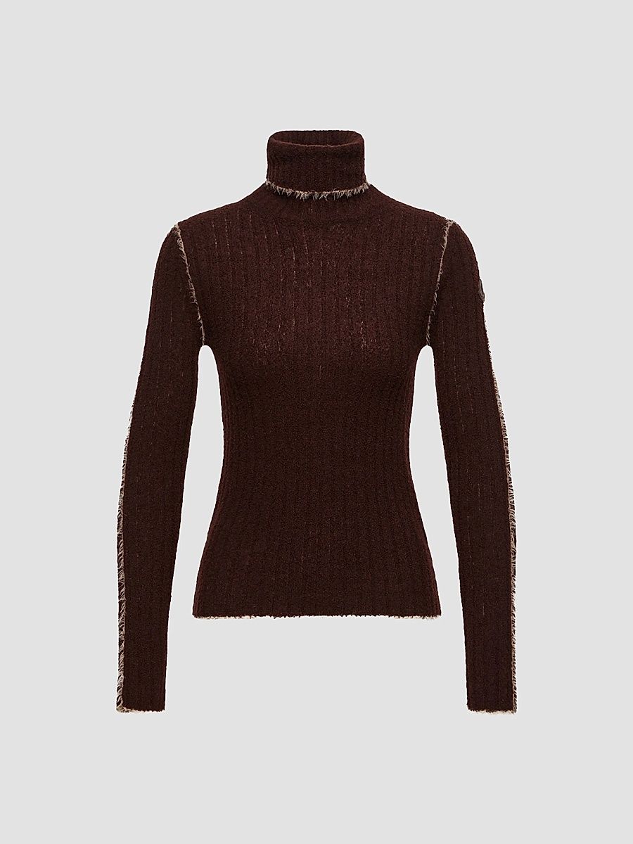 Women's Turtleneck Sweater in Cotton - Brown - Size XS