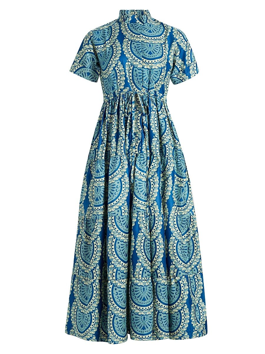 Women's Olori Printed Midi-Shirtdress - Blue - Size XL
