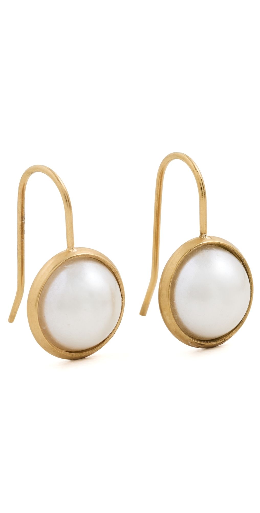 SHASHI Bezel Pearl French Hook Earrings Gold/Pearl One Size