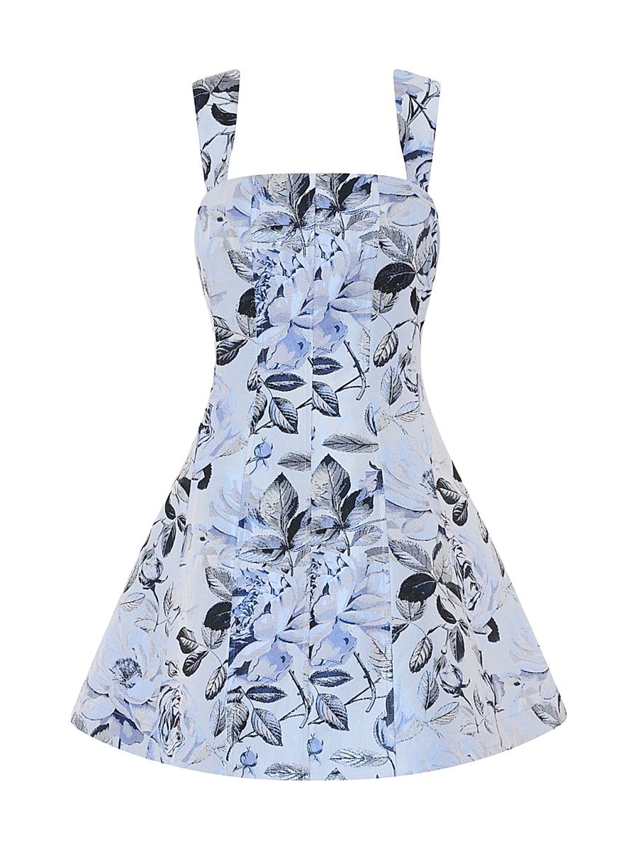 Women's Elodie Striped Embroidered Jacquard Midi-Dress - Blue Navy - Size 12