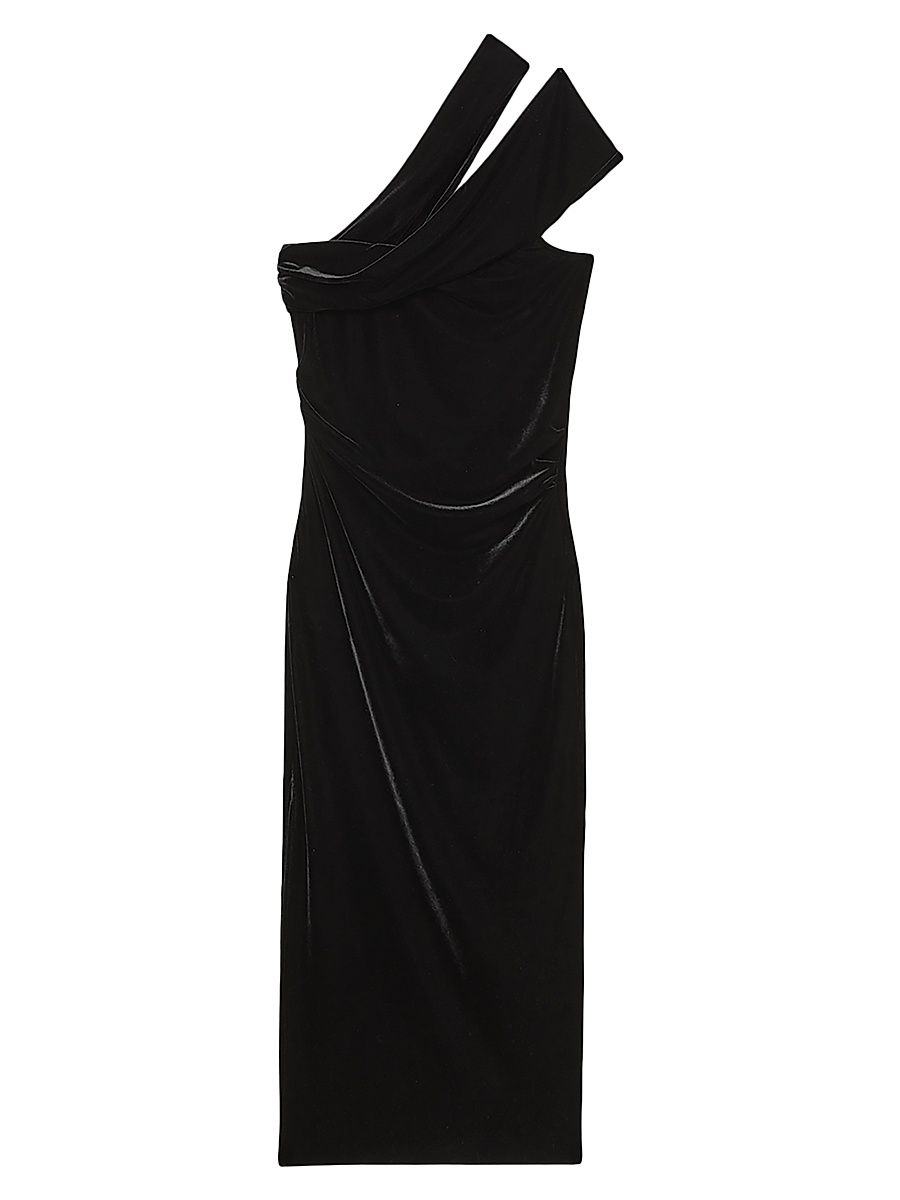 Women's Dalia Velvet Asymmetric Midi-Dress - Black - Size 4