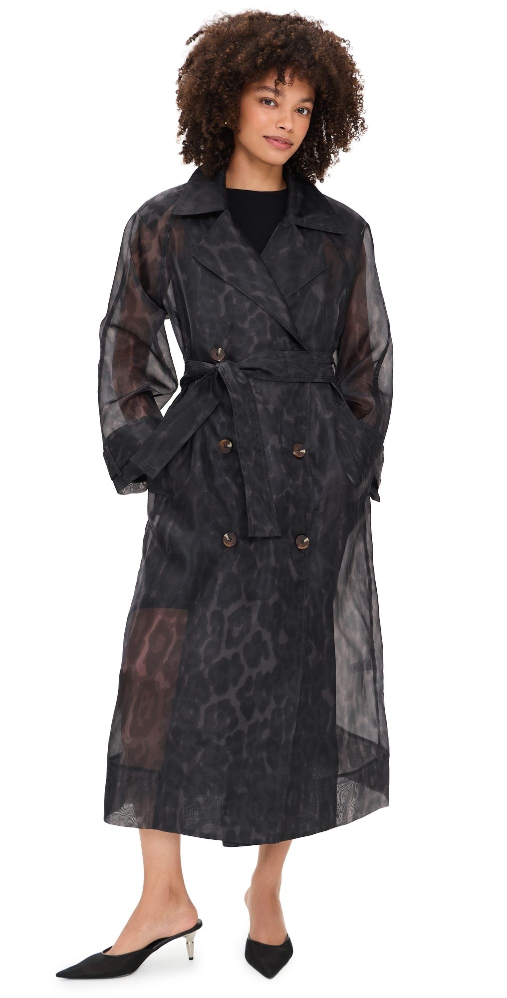 Apparis Lana Organza Leopard Trench Coat Dark Leopard XL