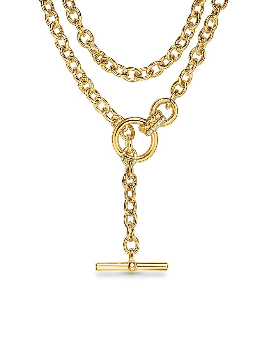 Women's DY Mercer Double Row Toggle Chain Necklace in 18K Yellow Gold with Diamonds, 8MM - Diamond - Size 41