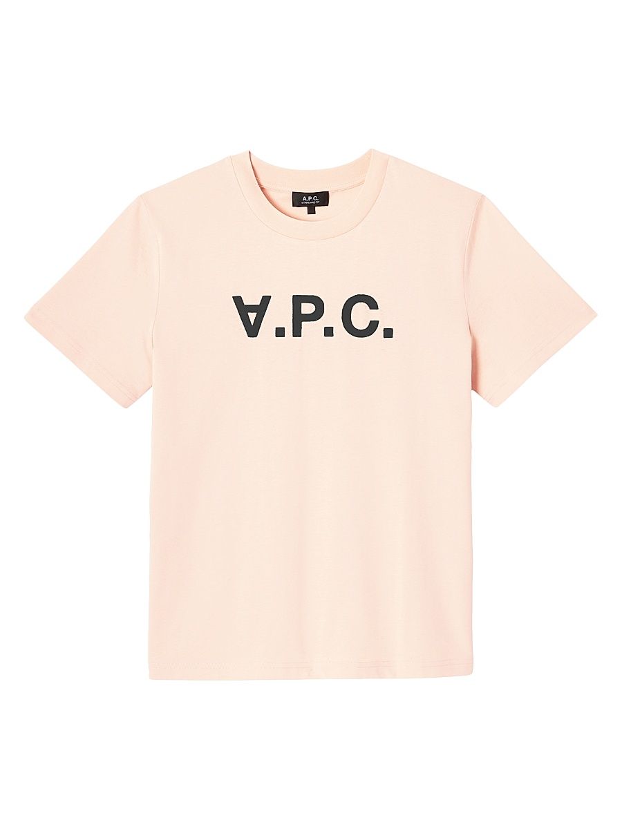 Men's Logo Cotton T-Shirt - Peach And White - Size Large